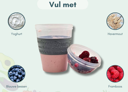 STEGGER - Yoghurtbeker - Yoghurtbeker To Go - Ontbijtbeker - Fruitbeker - Inclusief eetlepel - 500ml - MBDeals.nl