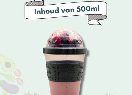 STEGGER - Yoghurtbeker - Yoghurtbeker To Go - Ontbijtbeker - Fruitbeker - Inclusief eetlepel - 500ml - MBDeals.nl