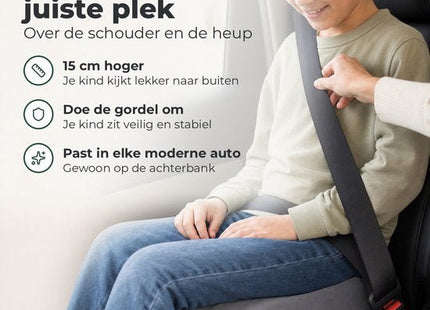 STEGGER zitverhoger auto voor kinderen van 135 tot 150 cm, grijs, 2 stuks - MBDeals.nl