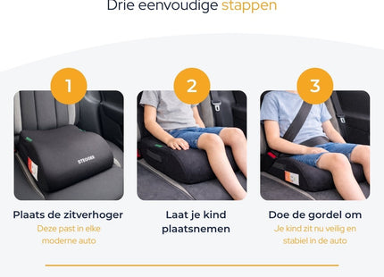 STEGGER - Zitverhoger - Grijze Kleur - 39 X 31 X 15cm - Geschikt voor Kinderen 135 - 150cm - MBDeals.nl
