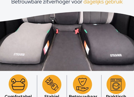 STEGGER - Zitverhoger - Grijze Kleur - 39 X 31 X 15cm - Geschikt voor Kinderen 135 - 150cm - MBDeals.nl