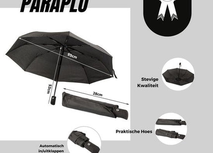 Stormparaplu opvouwbaar met automatische opening, 95 cm diameter, zwart - MBDeals.nl