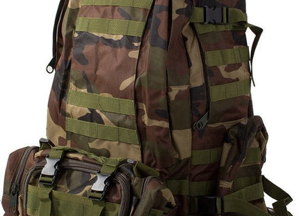 Tactical backpack 48,5 liter met 2 afneembare niertassen in camouflage groen - foto 6