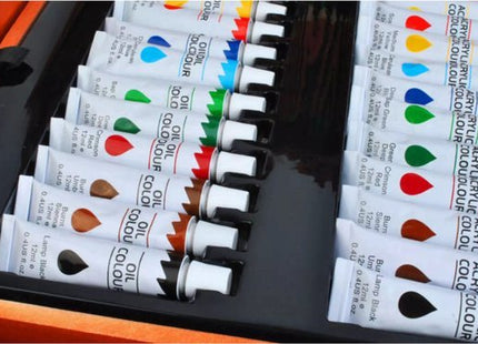 Tekenset 174-delig met verf, oliepastels en stiften in houten koffer - foto 10