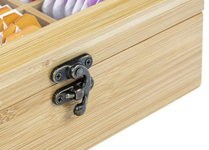 Theedoos 6 vaks van bamboe hout met klepdeksel, 21 x 17 x 7,5 cm - foto 2