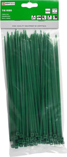 Tie wraps groen 3,6 x 200 mm, set van 100 kunststof kabelbinders