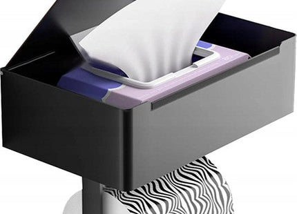 Toiletrolhouder met plankje en bakje, zwart, zonder boren te monteren