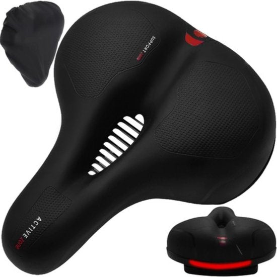 Trizand fietszadel met vering en ventilatieopening, zwart, voor heren en dames - MBDeals.nl