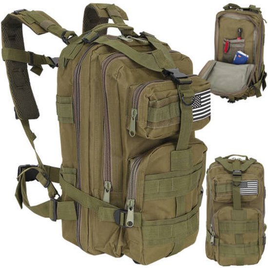 Trizand - Militaire Rugzak - 26 Liter Capaciteit - Groene Kleur - Geschikt voor Outdoor Activiteiten - MBDeals.nl