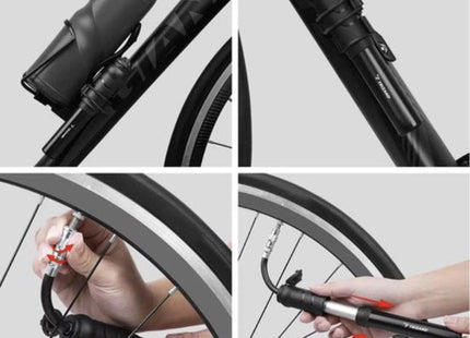 Trizand mini fietspomp van aluminium met framehouder, 7 bar, zwart - foto 2