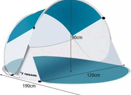 Trizand pop up strandtent met muggennet 190 x 120 x 90 cm turkoois-wit - foto 5