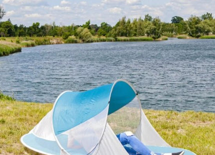 Trizand pop up strandtent met muggennet 190 x 120 x 90 cm turkoois-wit - foto 3