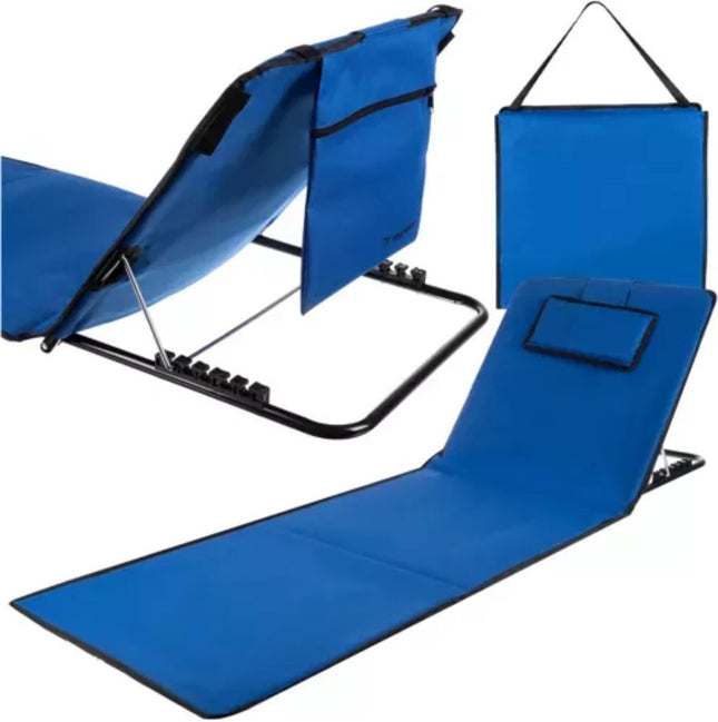 Trizand - Strandmat - Met Rugleuning en Kussen - Verstelbaar - Waterdichte PVC - Coating - MBDeals.nl