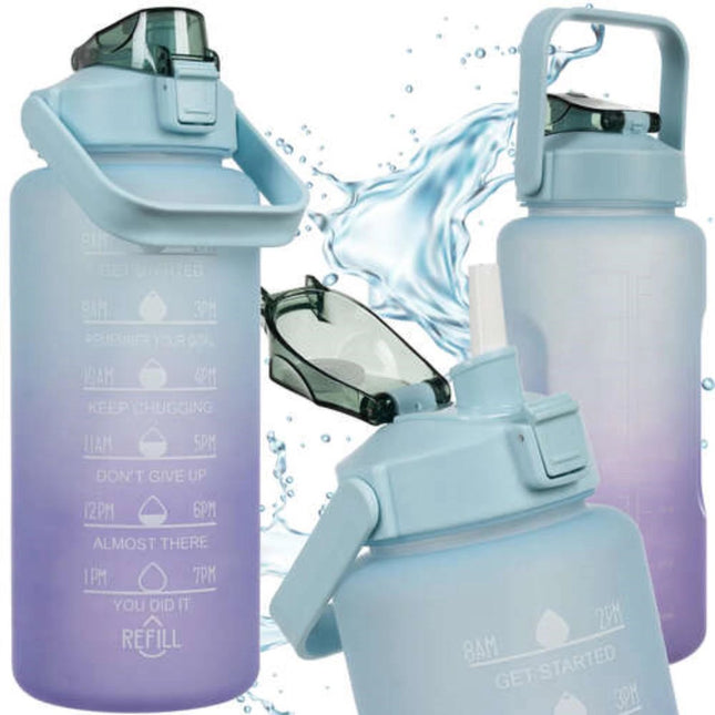 Trizand - Waterfles - 2 Liter Inhoud - 30 X 10 Cm Afmeting - Maatverdeling in Milliliters en Ounces - MBDeals.nl