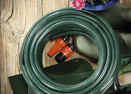 Knikbestendige groene tuinslang 20 meter met sproeikop en 2 koppelingen - foto 2