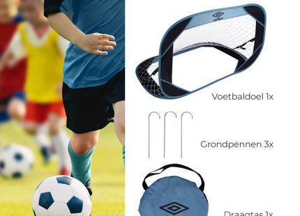 Umbro - Pop - up Voetbaldoel - 110x78x78 cm - Inclusief reistas - Blauw/Zwart - MBDeals.nl