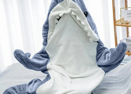 VERK GROUP - Shark deken pyjama - Knoopsluiting - Maat XL - Fleece grijs - MBDeals.nl