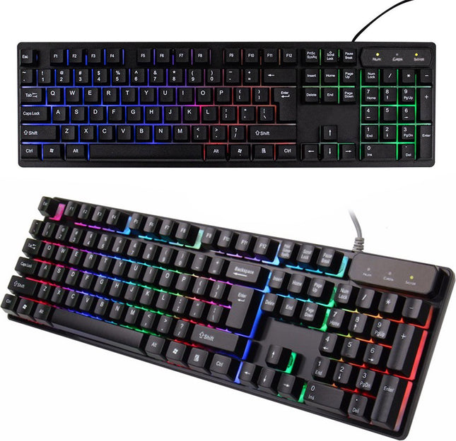 VERK GROUP - Toetsenbord - RGB Led Verlichting - Afmetingen: 43cm X 13cm X 2,5cm - Verstelbare Verhogingsvoeten - MBDeals.nl
