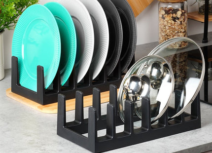 Vilde - Borden en Dekselhouder - Capaciteit voor 6 Items - Kunststof Materiaal - Makkelijk Schoon te Maken - MBDeals.nl