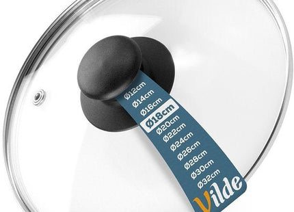 Vilde pannendeksel 18 cm van glas met stoomopening en roestvrijstalen rand