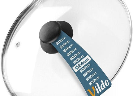 Vilde pannendeksel 24 cm van glas met stoomopening en roestvrijstalen rand