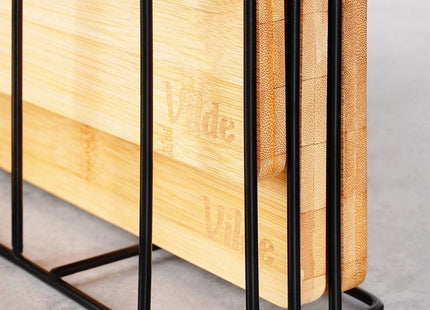 Vilde - Snijplanken Set van 4 - Gemaakt van Bamboe - Bestand Tegen Vocht en Vervorming - Inclusief Standaard - MBDeals.nl