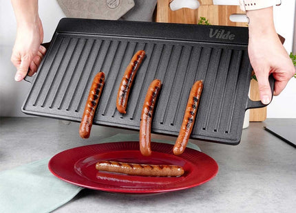 Vilde - Tweezijdige Grilplaat - Geschikt voor Grill, Oven en Fornuis - Eén Vlakke Zijde - Duurzaam Ontwerp - MBDeals.nl