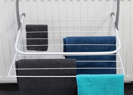 Vilde wasrek voor radiator inklapbaar wit metaal 55 x 50,5 cm - MBDeals.nl