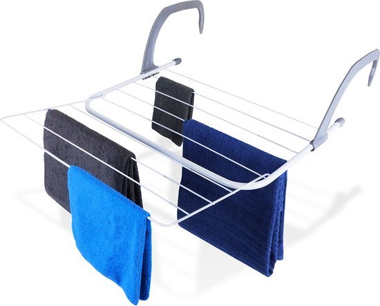Vilde wasrek voor radiator inklapbaar wit metaal 55 x 50,5 cm - MBDeals.nl
