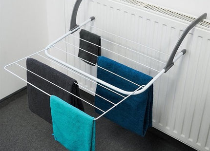 Vilde wasrek voor radiator inklapbaar wit metaal 55 x 50,5 cm - MBDeals.nl