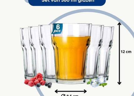 Vilde waterglas 360 ml set van 6 heldere vaatwasserbestendige glazen - MBDeals.nl