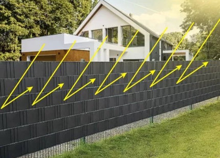 Vlechtband hekwerk antraciet 19 cm x 35 m inclusief 25 klemmen - MBDeals.nl