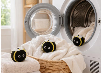 Wasdrogerballen van wol in bijenvorm, 3 stuks, voor zachtere was - MBDeals.nl