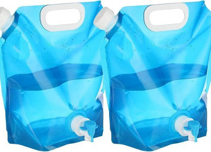 Watercontainer opvouwbaar 5 liter met kraan, blauw, 2 stuks
