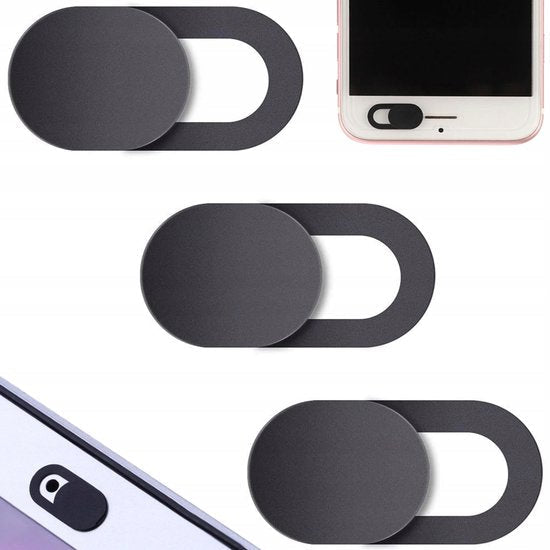 Webcam cover schuifbaar, 3 stuks zwart voor laptop, tablet en telefoon - MBDeals.nl