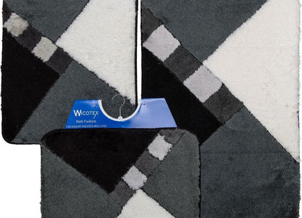 Wicotex - Bidetmat - Antislip Onderkant - 50 X 60cm - Zwart/Wit/Grijs Geblokt Design - MBDeals.nl