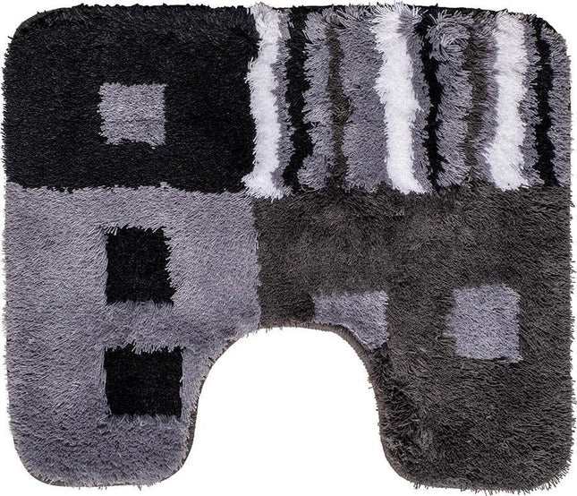 Wicotex - Toiletmat - Antislip Onderkant - 51 X 60 Cm - Zwart/Wit/Grijs Design - MBDeals.nl