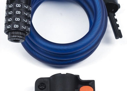 Xolid kabelslot met 4-cijferig cijferslot 120 cm donkerblauw voor fiets en scooter - MBDeals.nl