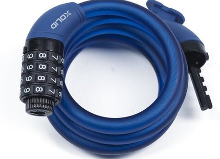 Xolid kabelslot met 4-cijferig cijferslot 120 cm donkerblauw voor fiets en scooter - MBDeals.nl