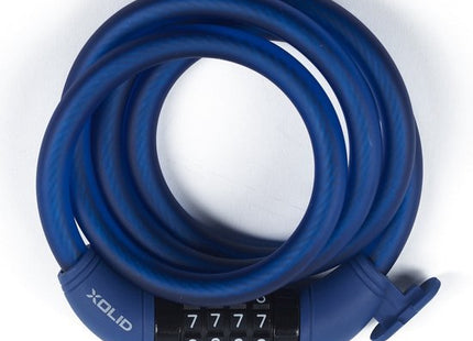 Xolid kabelslot met 4-cijferig cijferslot 120 cm donkerblauw voor fiets en scooter - MBDeals.nl