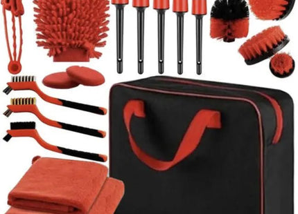 Xtrobb - Auto Detailing Set - Complete 19 - Delige Set - Inclusief Opberg Etui - Zwart / Rood - MBDeals.nl