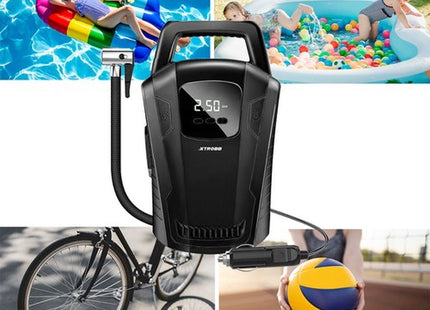 XTROBB - Autocompressor - Maximaal Druk 150 PSI / 10 Bar - 2.8 Meter 12V DC - Kabel - Inclusief Drie Opzetstukken - MBDeals.nl