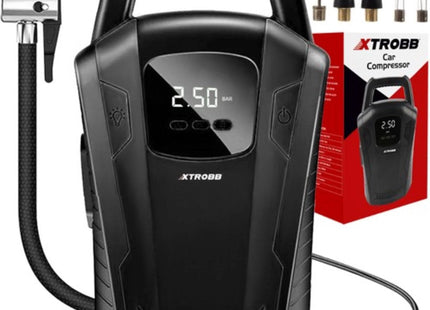 XTROBB - Autocompressor - Maximaal Druk 150 PSI / 10 Bar - 2.8 Meter 12V DC - Kabel - Inclusief Drie Opzetstukken - MBDeals.nl