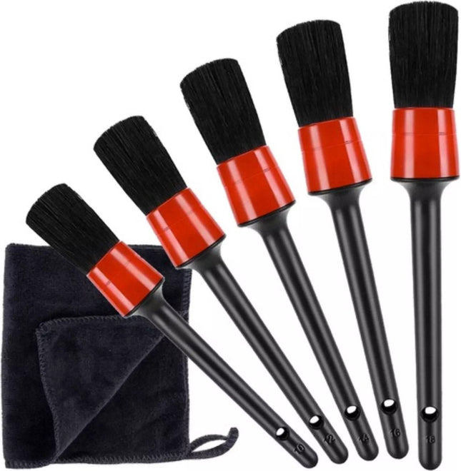 XTROBB - Detailing Borstels - Set van 5 - 2 Cm tot 4 Cm Borstels - Inclusief Microvezeldoek - MBDeals.nl
