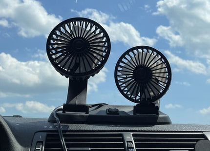 XTROBB - Dubbele Auto Ventilator - 360° Rotatie - Tweestaps Snelheidsregeling - Voeding Via Sigarettenaansteker - MBDeals.nl