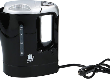 All Ride - Reis Waterkoker 12V - Auto Waterkoker 0.8L - Aansluiting op Sigarettenaansteker Auto - Warme Dranken Onderweg - voor Auto, Camper, Boot en Vrachtwagen - Kunststof - Zwart - MBDeals.nl