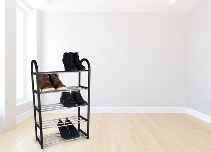 Alpina - Schoenenrek - 5-Laags Schoenenrekje - Opbergrek - 50 x 20 x 77 CM - Ruimte voor 10-15 Paar Schoenen - Makkelijk te Monteren - Zwart/Zilver - MBDeals.nl