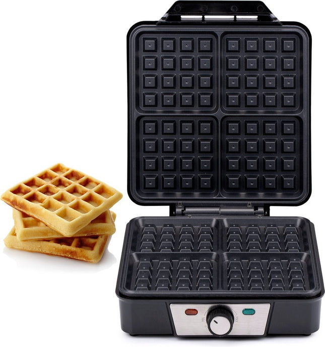 Alpina - Wafelijzer - Brusselse Wafels - Antiaanbaklaag - 4 Wafels - 1200W - MBDeals.nl