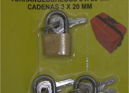 Benson - Hangslot 20 mm - 3 stuks - MBDeals.nl