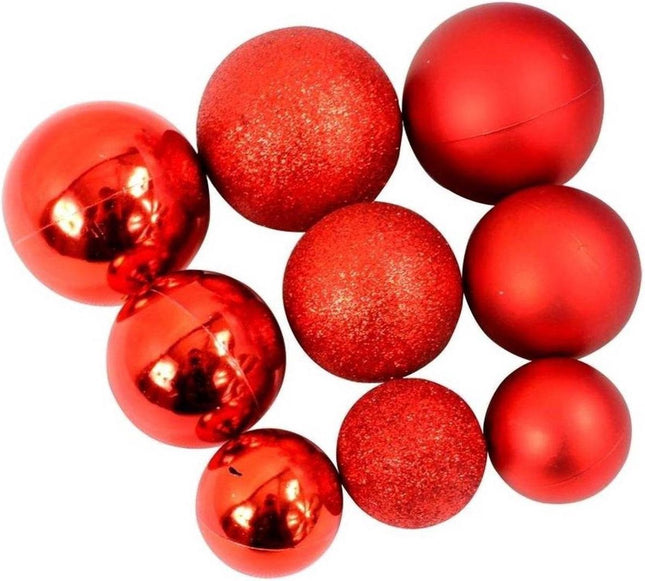 Christmas Gifts - Kerstballen Set Rood - 70 Stuks Kunststof Kerstballen - Incl. Kerstballen Opbergbox - Ø4/5/6 cm - MBDeals.nl